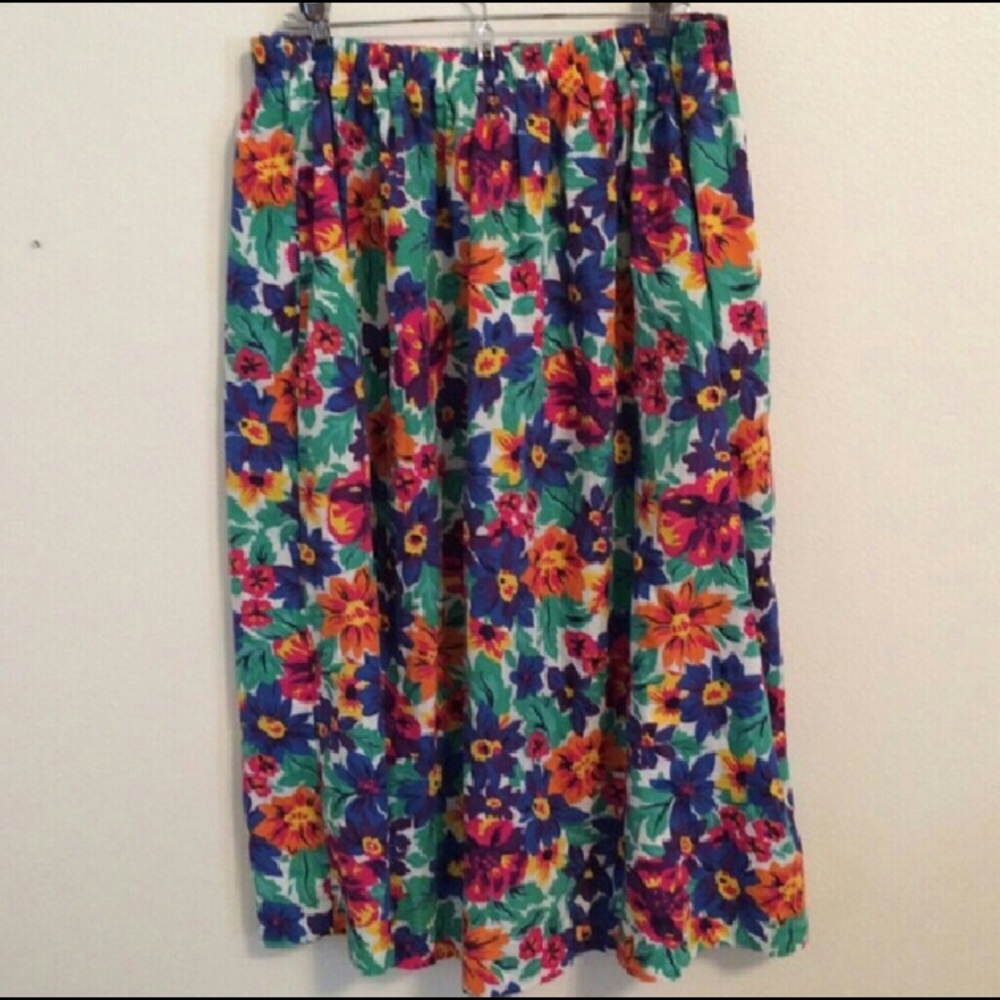 Bright floral midi skirt